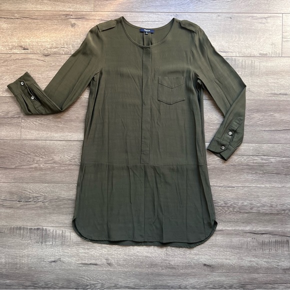 Madewell Army Green Tunic Henley Style Dress Size Medium - Picture 5 of 11